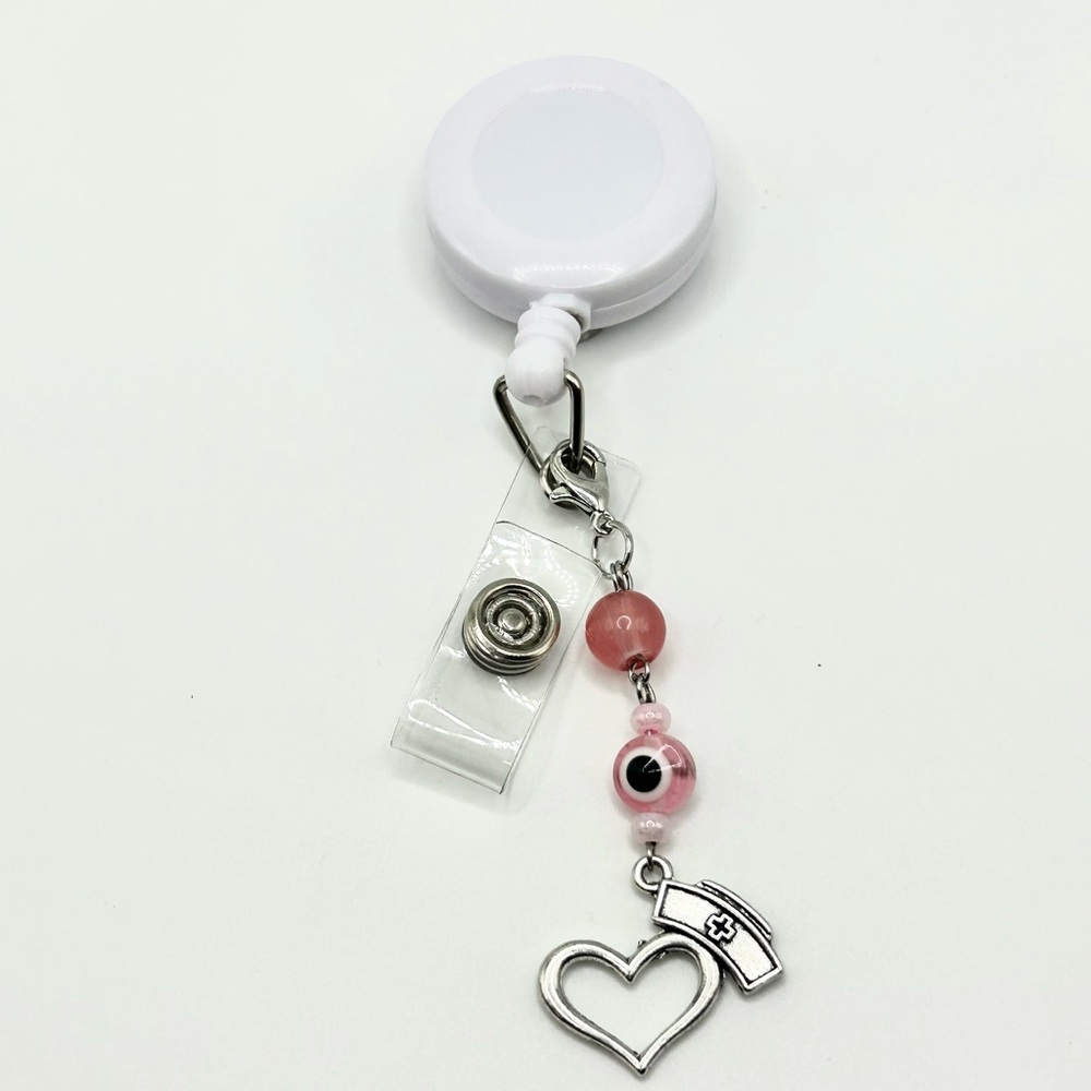 Pink 💗🧿 Evil Eye Badge Reel Charm